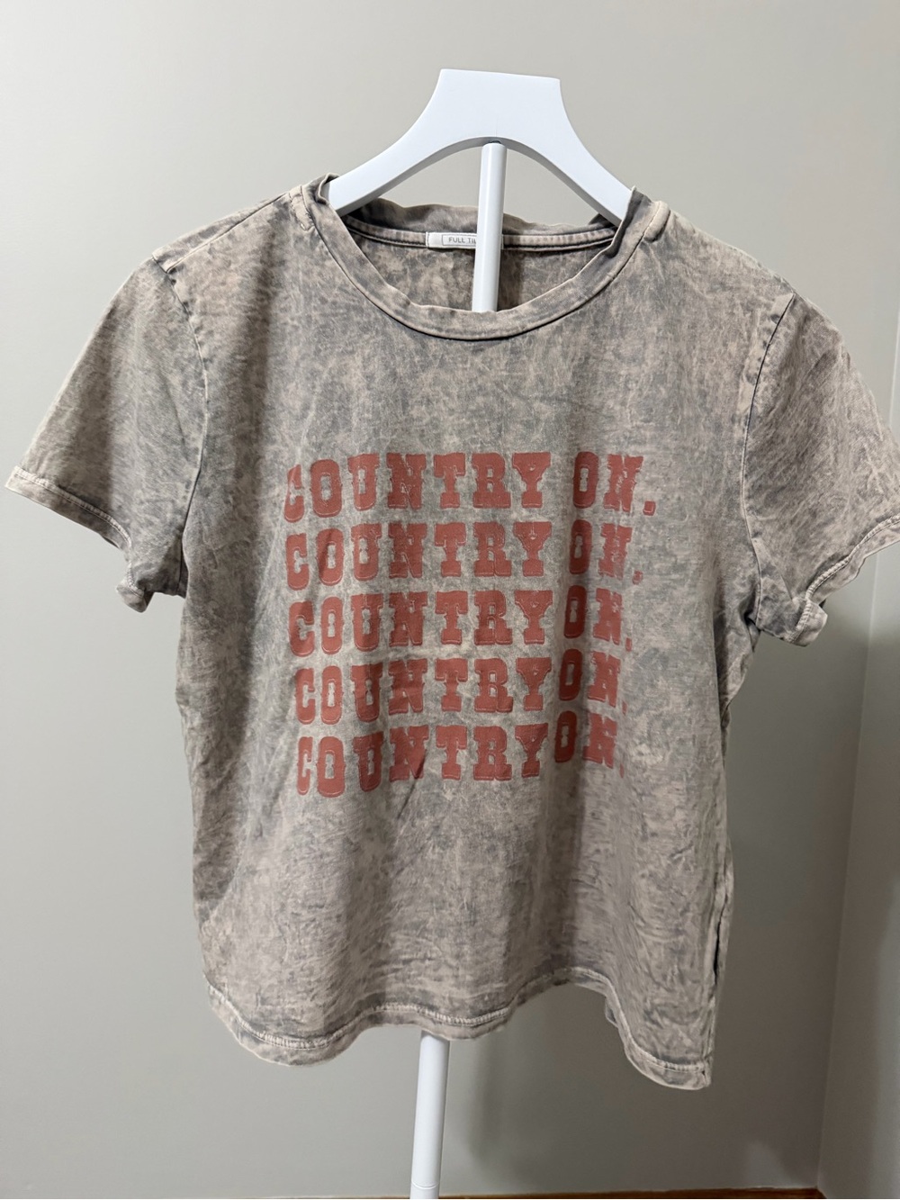 Full Tilt Mineral Wash Taupe Tee with Rust Graphic